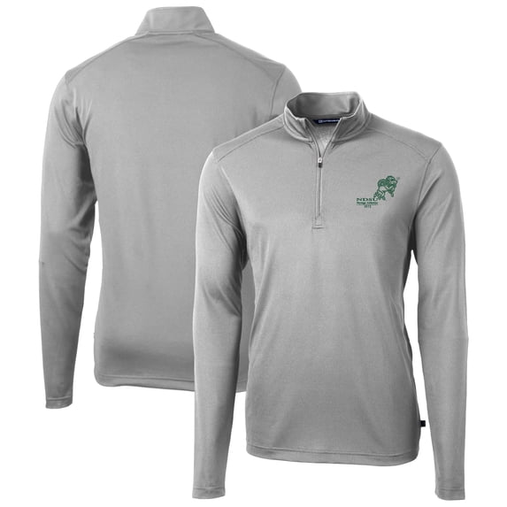 Men's Cutter & Buck Gray NDSU Bison Vintage Virtue Eco Pique DryTec Quarter-Zip Jacket