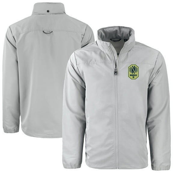 Men's Cutter & Buck Gray Nashville SC Big & Tall Charter Eco Knit Recycled Full-Zip Hoodie Jacket