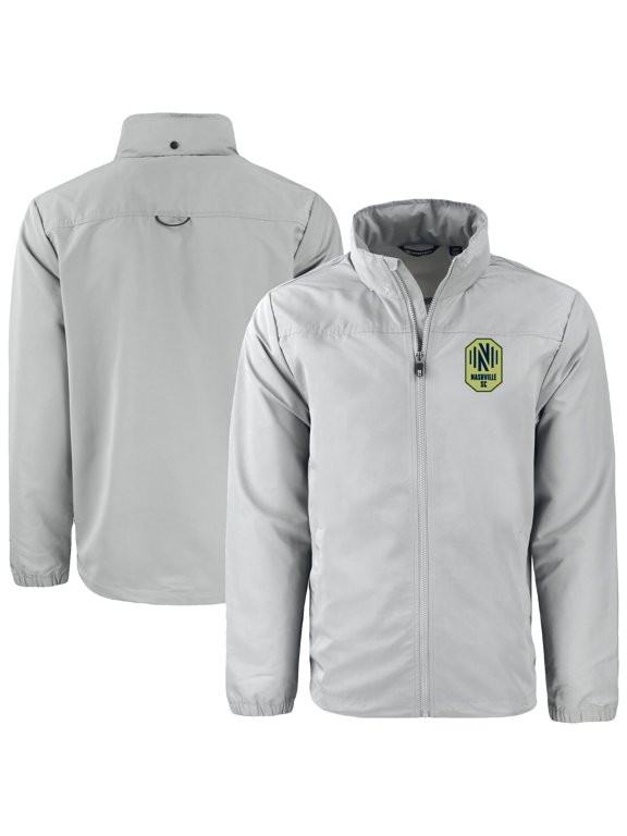 Men's Cutter & Buck Gray Nashville SC Big & Tall Charter Eco Knit Recycled Full-Zip Hoodie Jacket
