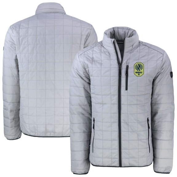 Men's-Cutter & Buck  Gray Nashville SC Big & Tall Rainier PrimaLoft Eco Insulated Full-Zip Puffer Jacket