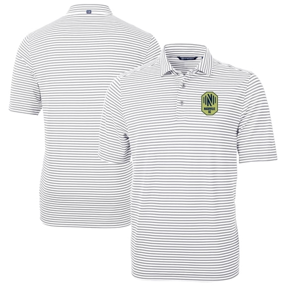 Men's-Cutter & Buck  Gray Nashville SC Big & Tall Virtue Eco Pique Stripe Recycled Polo