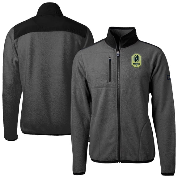 Men's-Cutter & Buck Gray Nashville SC Cascade Eco Fleece Full Zip Jacket
