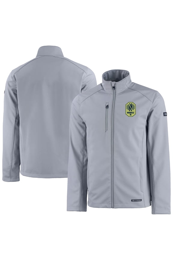 Men's Cutter & Buck  Gray Nashville SC Evoke Eco Softshell Recycled Full-Zip Jacket