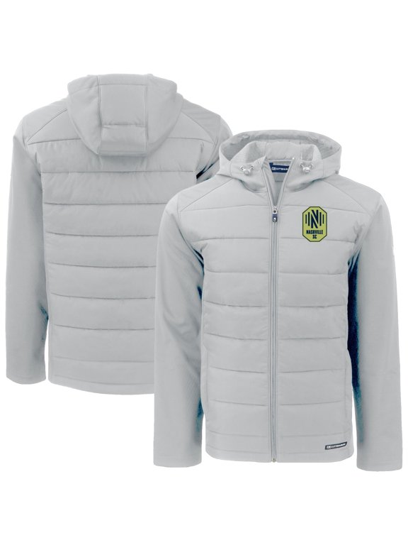 Men's Cutter & Buck Gray Nashville SC Evoke Hybrid Eco Softshell Recycled Full-Zip Jacket