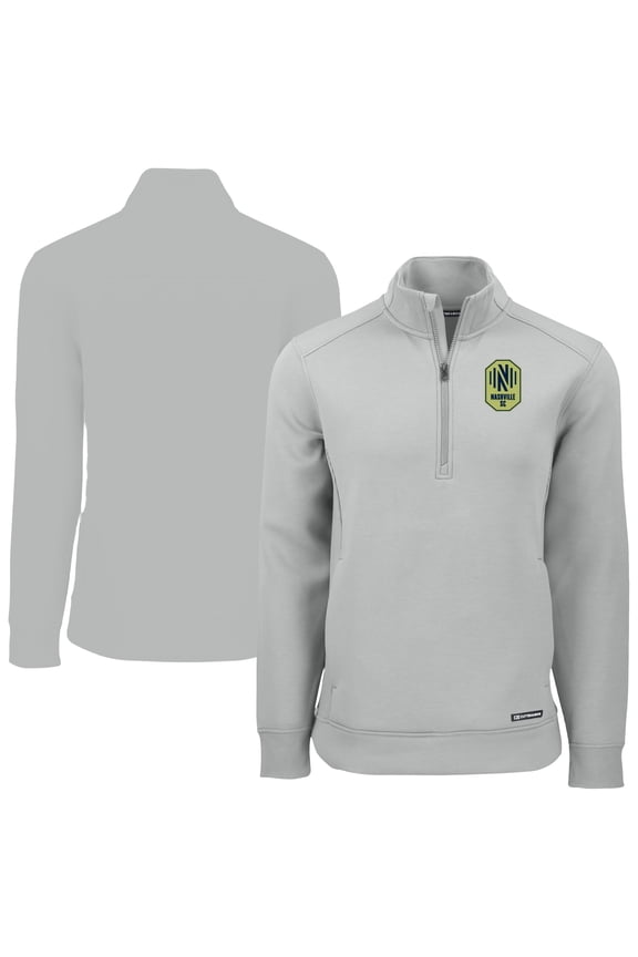 Men's-Cutter & Buck Gray Nashville SC Roam Eco Recycled Quarter-Zip Pullover Top