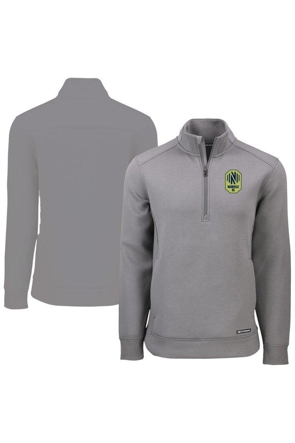 Men's-Cutter & Buck Gray Nashville SC Roam Eco Recycled Quarter-Zip Pullover Top
