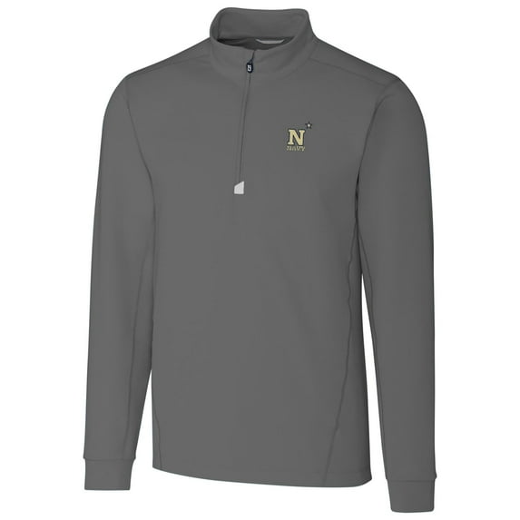 Men's Cutter & Buck Gray Navy Midshipmen Collegiate Big & Tall Traverse Half-Zip Jacket