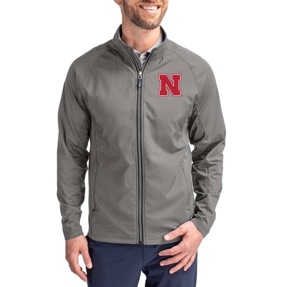 Men's Cutter & Buck Gray Nebraska Huskers Big & Tall Adapt Eco Hybrid Recycled Full-Zip Jacket