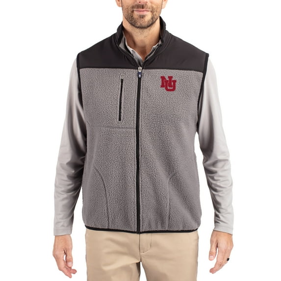 Men's Cutter & Buck Gray Nebraska Huskers Cascade Eco Fleece Full-Zip Vest