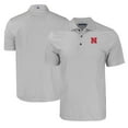 thumbnail image 1 of Men's Cutter & Buck Gray Nebraska Huskers Pike Eco Tonal Geo Print Stretch Recycled Polo, 1 of 3
