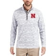 thumbnail image 1 of Men's-Cutter & Buck  Gray Nebraska Huskers Traverse Stretch Eco Camo DryTec Tri-Blend Quarter-Zip Pullover, 1 of 2