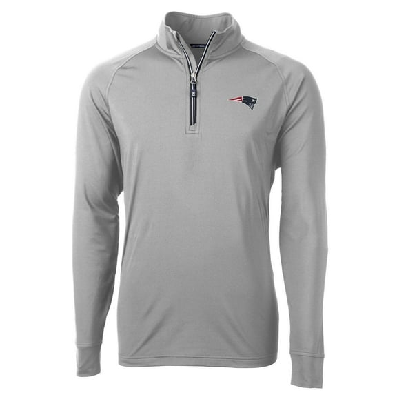 Men's Cutter & Buck Gray New England Patriots Big & Tall Adapt Eco Knit Quarter-Zip Pullover Jacket