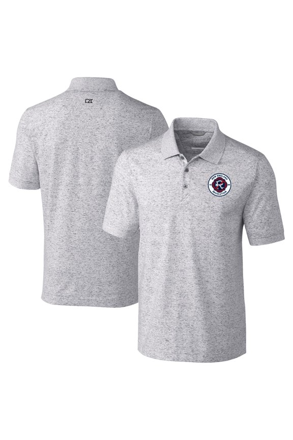 Men's-Cutter & Buck  Gray New England Revolution Advantage Tri-Blend Space Dye Polo