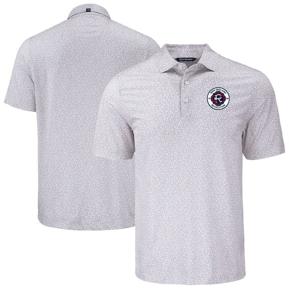 Men's-Cutter & Buck Gray New England Revolution Big & Tall Pike Eco Flora Print Recycled Polo