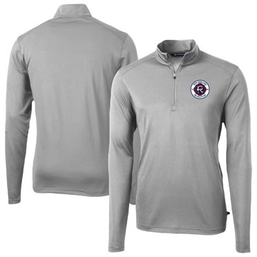 Men's-Cutter & Buck  Gray New England Revolution Big & Tall Virtue Eco Pique Recycled Quarter-Zip Pullover Top