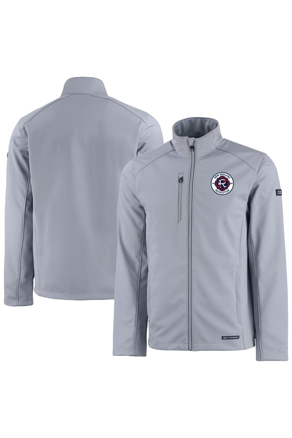 Men's Cutter & Buck Gray New England Revolution Evoke Eco Softshell Recycled Full-Zip Jacket