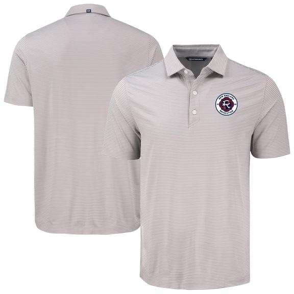 Men's Cutter & Buck Gray New England Revolution Forge Eco Fine Line Stripe Stretch Recycled Polo