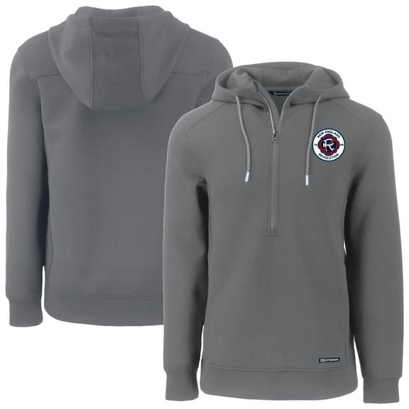 Men's Cutter & Buck Gray New England Revolution Roam Eco Half-Zip Recycled Pullover Hoodie