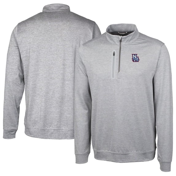 Men's Cutter & Buck Gray New Hampshire Fisher Cats Stealth Heathered Quarter-Zip Top