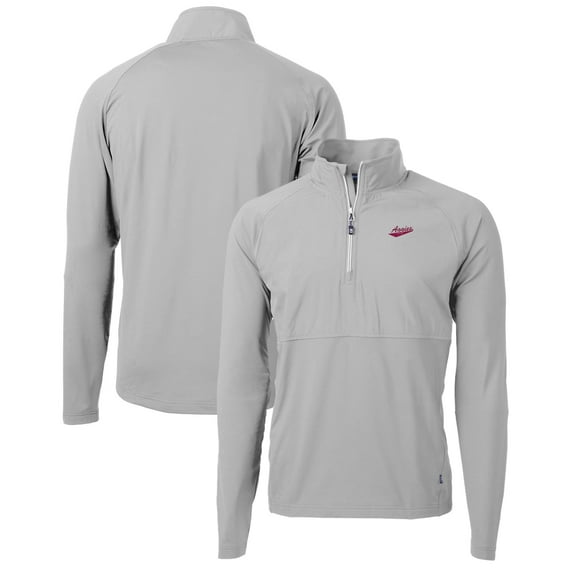 Men's Cutter & Buck Gray New Mexico State Aggies Adapt Eco Knit Hybrid Recycled Quarter-Zip Pullover Top