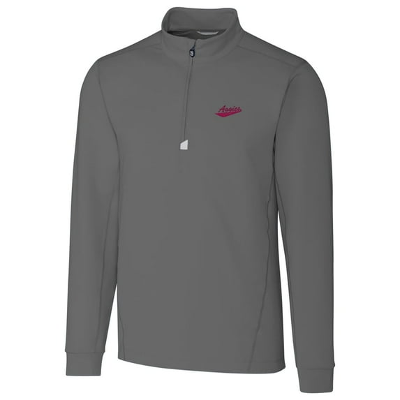 Men's Cutter & Buck Gray New Mexico State Aggies Big & Tall College Vault Traverse Quarter-Zip Pullover Jacket