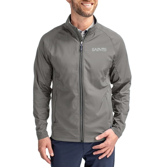 Men's Cutter & Buck Gray New Orleans Saints Adapt Eco Hybrid Recycled Full-Zip Jacket