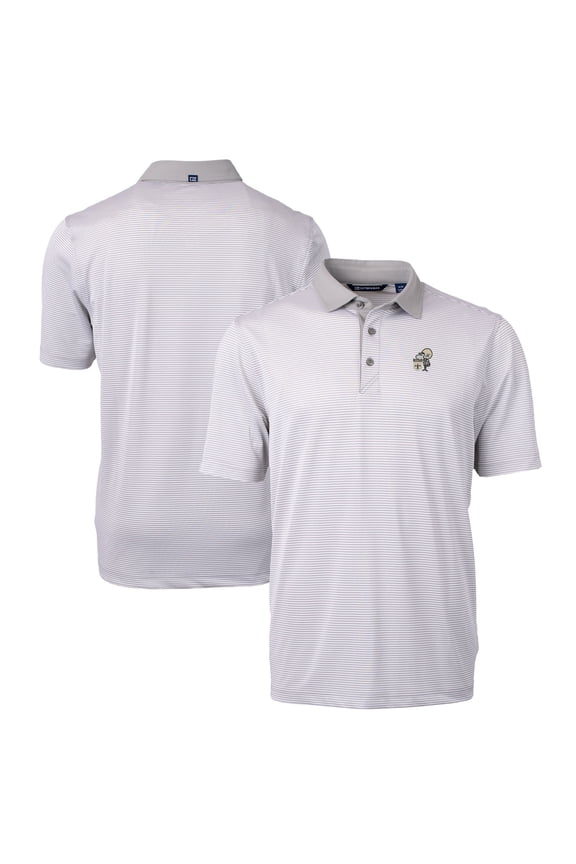 Men's Cutter & Buck Gray New Orleans Saints Big & Tall Virtue Eco Pique Micro Stripe DryTec Tri-Blend Recycled Polo
