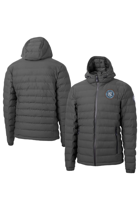 Men's Cutter & Buck Gray New York City FC Mission Ridge Repreve- Eco Insulated Full-Zip Hoodie Puffer Jacket