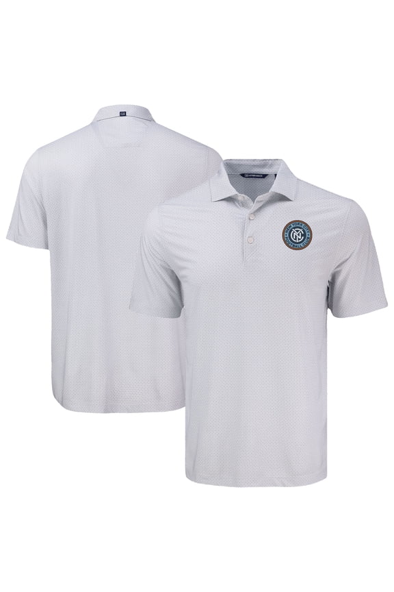 Men's Cutter & Buck Gray New York City FC Pike Eco Diamond Dot Print Recycled Polo