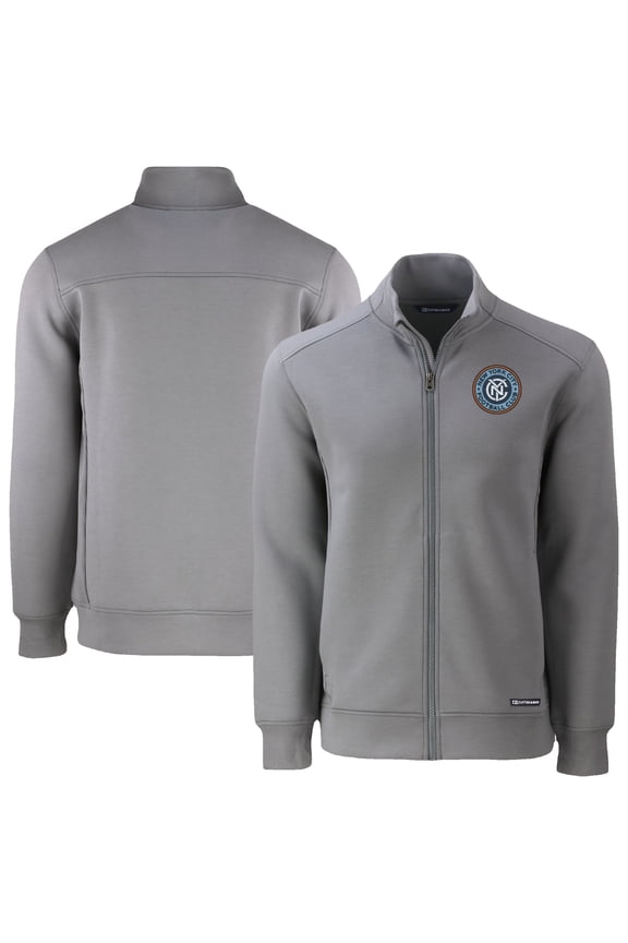 Men's Cutter & Buck Gray New York City FC Roam Eco Recycled Full-Zip Jacket