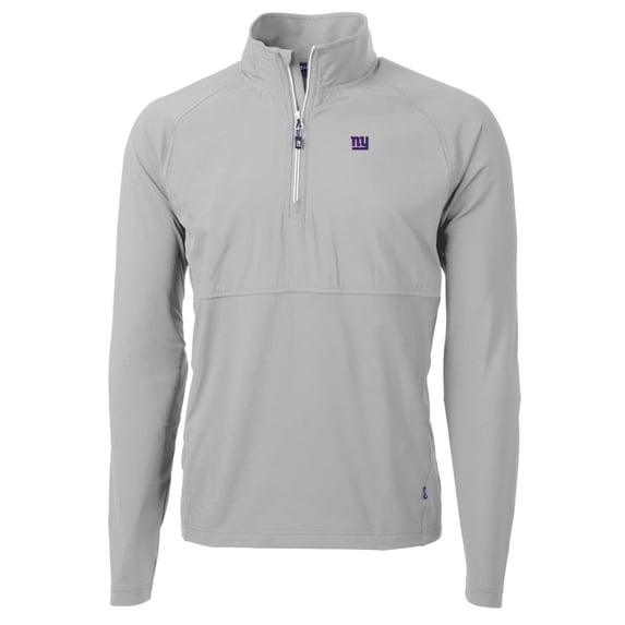 Men's Cutter & Buck Gray New York Giants Adapt Eco Knit Hybrid Recycled Quarter-Zip Raglan Jacket