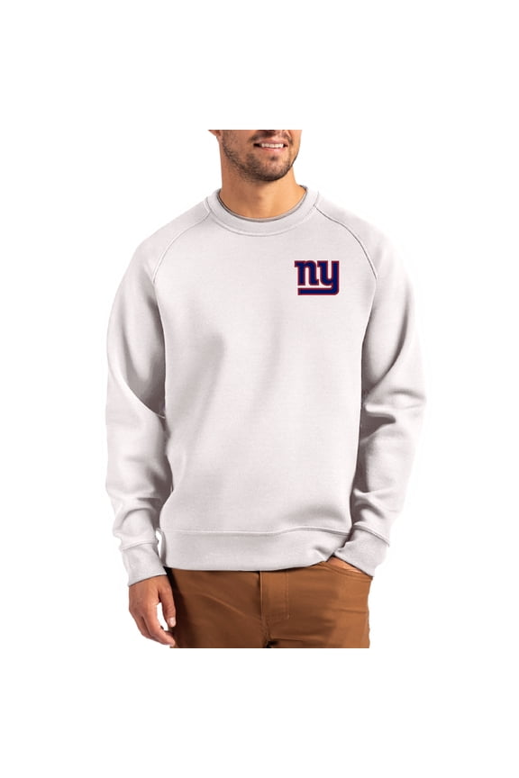 Men's Cutter & Buck Gray New York Giants Primary Logo Roam Recycled Raglan Pullover Sweatshirt