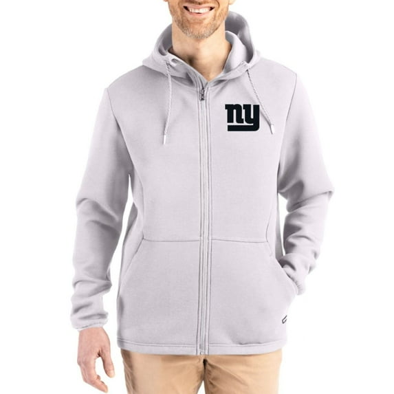 Men's Cutter & Buck Gray New York Giants Roam Epic Comfort Recycled Full-Zip Hoodie Jacket