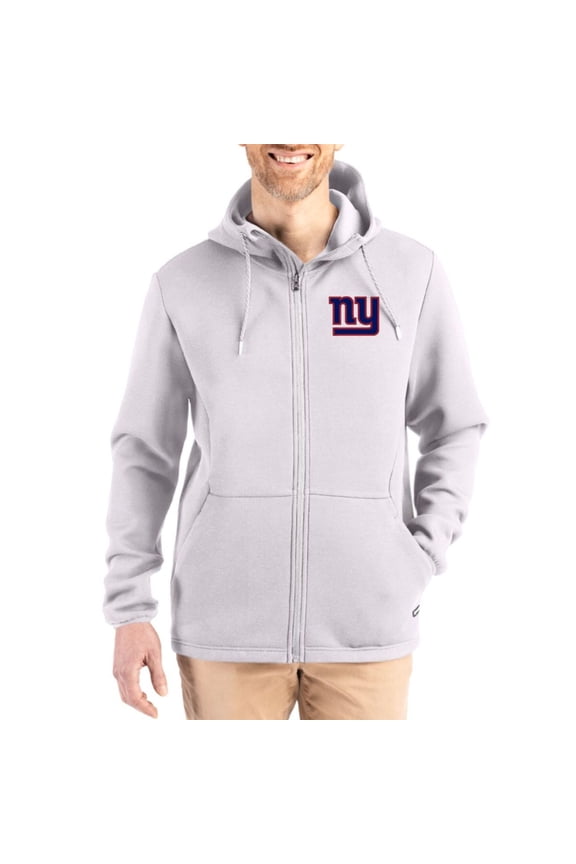 Men's Cutter & Buck Gray New York Giants Roam Epic Comfort Recycled Full-Zip Hoodie Jacket