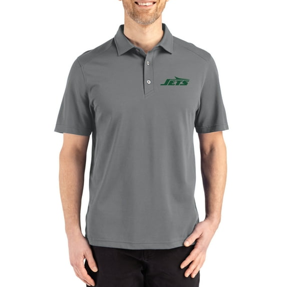 Men's Cutter & Buck Gray New York Jets Big & Tall Advantage Refresh Epic Confidence Recycled Tri-Blend Pique Polo