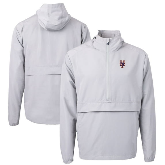 Men's Cutter & Buck Gray New York Mets Charter Eco Recycled Half-Zip Anorak Jacket