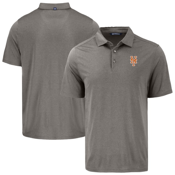 Men's Cutter & Buck Gray New York Mets Coastline Epic Comfort Eco Recycled Polo