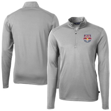 Men's-Cutter & Buck  Gray New York Red Bulls Big & Tall Virtue Eco Pique Recycled Quarter-Zip Pullover Top