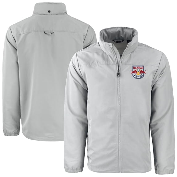Men's-Cutter & Buck Gray New York Red Bulls Charter Eco Recycled Full-Zip Jacket