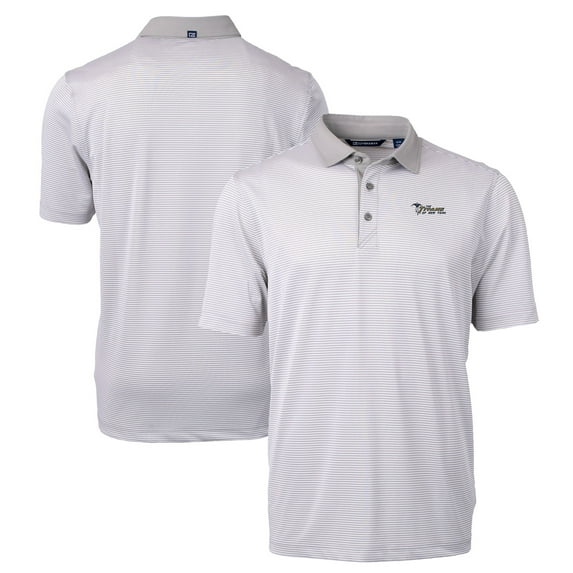 Men's Cutter & Buck Gray New York Titans Big & Tall Gridiron Classics Virtue Eco Pique Micro Stripe DryTec Tri-Blend