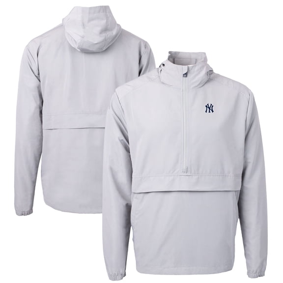 Men's Cutter & Buck Gray New York Yankees Charter Eco Recycled Half-Zip Anorak Jacket