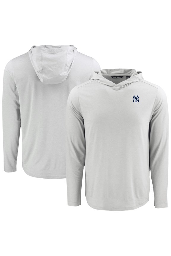 Men's Cutter & Buck Gray New York Yankees Coastline Epic Comfort Recycled Eco Hoodie Long Sleeve T-Shirt