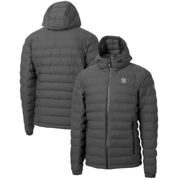 Men's Cutter & Buck Gray New York Yankees Mission Ridge Repreve Eco Insulated Puffer Full-Zip Jacket