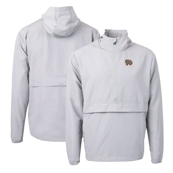 Men's Cutter & Buck Gray Norfolk Tides Charter Eco Recycled Half-Zip Anorak Jacket