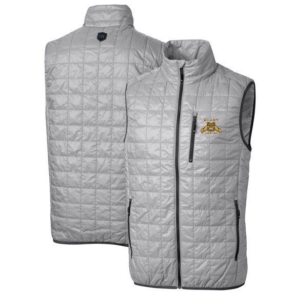 Men's Cutter & Buck Gray North Carolina A&T Aggies Big & Tall Rainier PrimaLoft Eco Full-Zip Puffer Vest