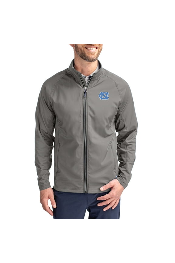 Men's Cutter & Buck Gray North Carolina Tar Heels Adapt Eco Hybrid Recycled Full-Zip Jacket