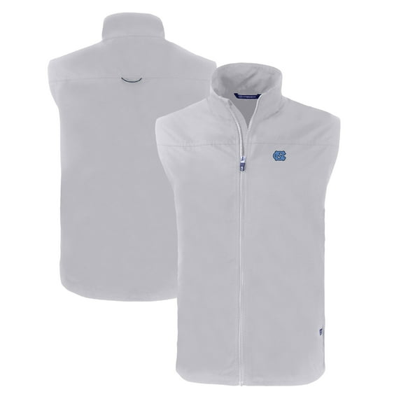 Men's Cutter & Buck Gray North Carolina Tar Heels Charter Eco Recycled Full-Zip Vest
