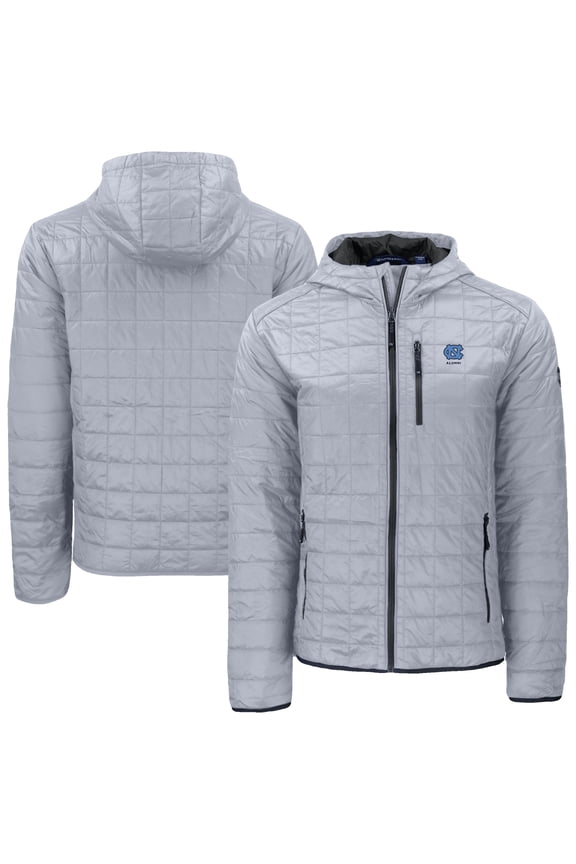 Men's-Cutter & Buck Gray North Carolina Tar Heels Rainier Eco PrimaLoft Hooded Full-Zip Jacket