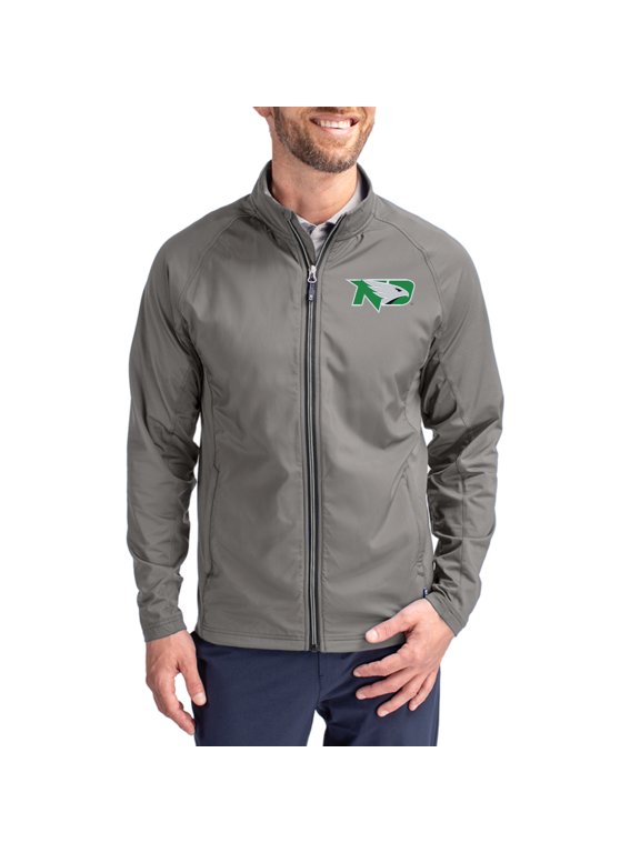 Men's Cutter & Buck Gray North Dakota Big & Tall Adapt Eco Hybrid Recycled Full-Zip Jacket