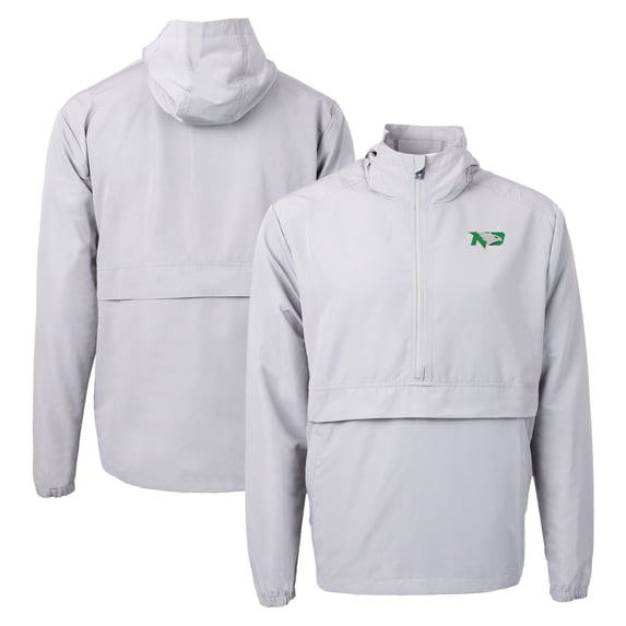 Men's Cutter & Buck Gray North Dakota Charter Eco Recycled Half-Zip Anorak Jacket